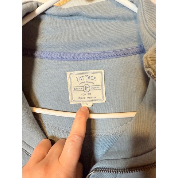 Fat Face Pullover Sweatshirt Womens Size L Blue Quarter Zip Long Sleeve - Picture 3 of 3